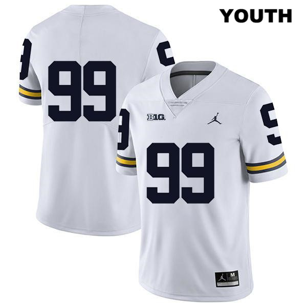 Youth NCAA Michigan Wolverines Gabe Newburg #99 No Name White Jordan Brand Authentic Stitched Legend Football College Jersey IW25S16YC